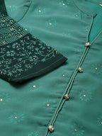 Jompers Women's Printed Mukaish Kurta with Palazzos - Green