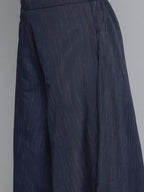 Jompers Women's Woven Design Kurta With Palazzos & Dupatta - Navy Blue