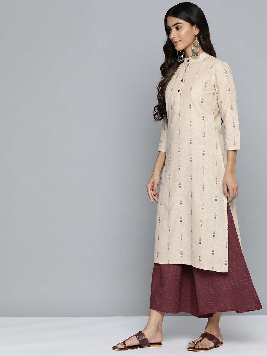 Jompers Women's Woven Design Kurta With Palazzos & Dupatta - Purple