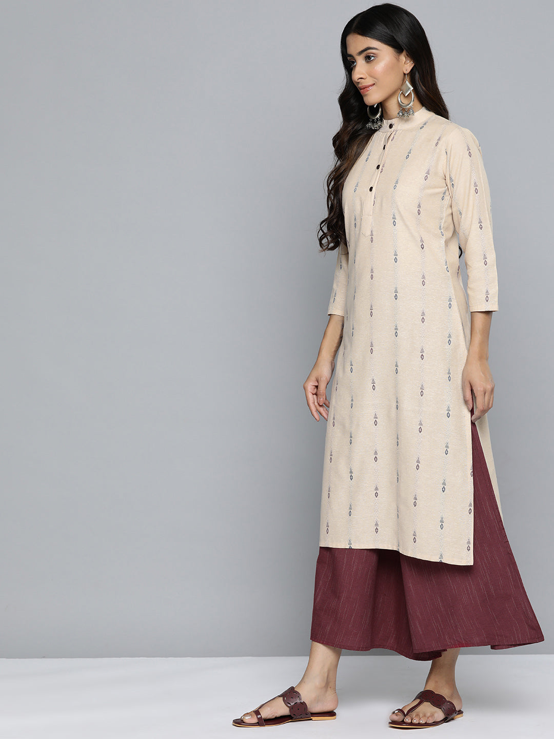 Jompers Women's Woven Design Kurta With Palazzos & Dupatta - Purple