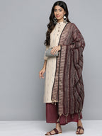 Jompers Women's Woven Design Kurta With Palazzos & Dupatta - Purple