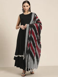 Jompers Women's Kurta with Palazzos & Ikkat Dupatta - Black