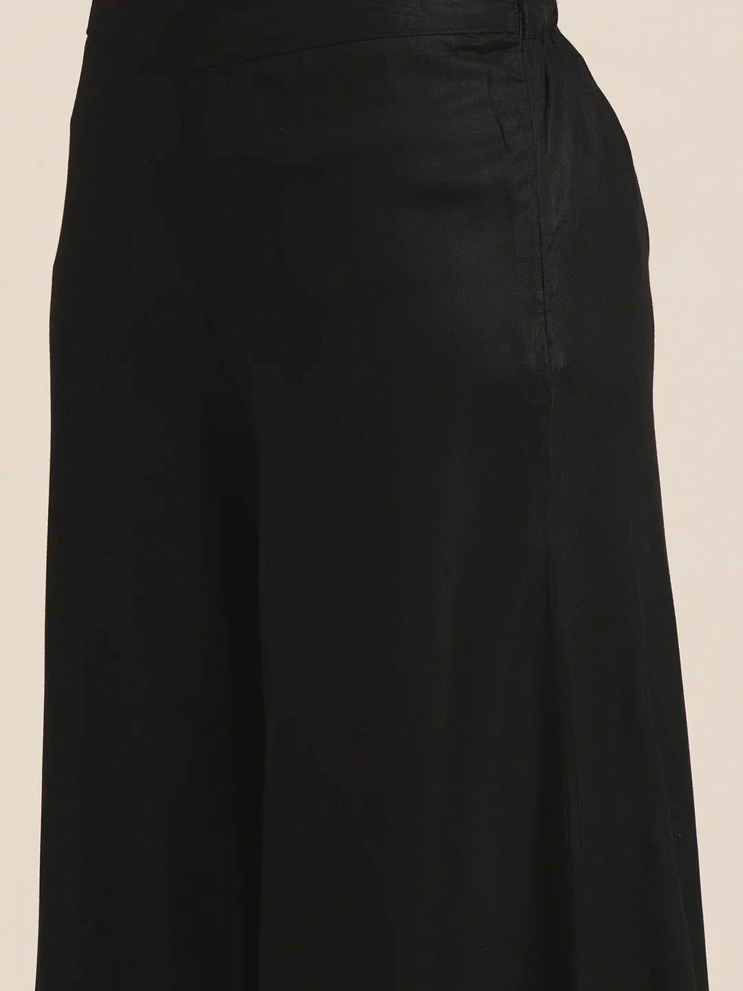 Jompers Women's Kurta with Palazzos & Ikkat Dupatta - Black