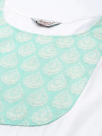 Jompers Women's Yoke Design Jacquard Kurta with Palazzos & Dupatta - Off-White