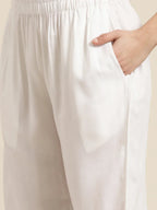 Jompers Women's Yoke Design Jacquard Kurta with Palazzos & Dupatta - Off-White
