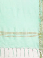 Jompers Women's Yoke Design Jacquard Kurta with Palazzos & Dupatta - Off-White