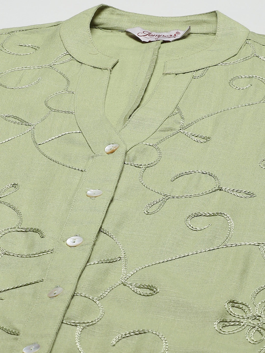 Jompers Women's Lime Green & Pink Floral Embroidered Kurta with Palazzos & Dupatta