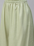 Jompers Women's Lime Green & Pink Floral Embroidered Kurta with Palazzos & Dupatta