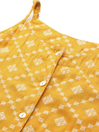 Jompers Women's Printed Kurta with Palazzos & With Chikankari Dupatta - Mustard