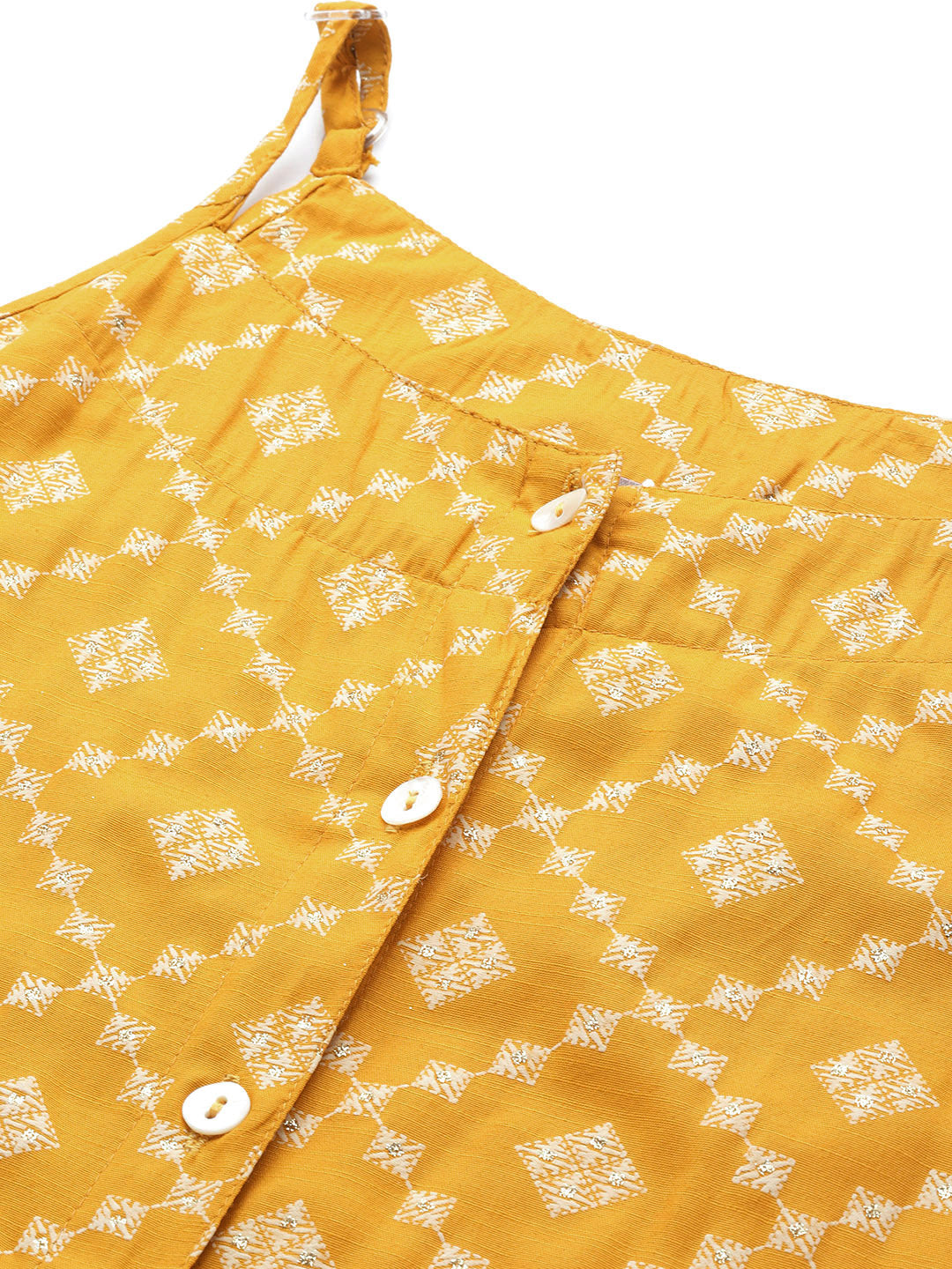 Jompers Women's Printed Kurta with Palazzos & With Chikankari Dupatta - Mustard