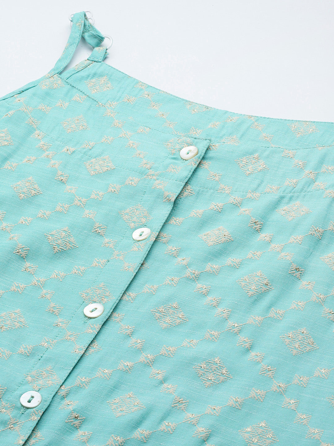Jompers Women's Printed Blue Kurta with Palazzos & With Chikankari Dupatta
