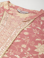 Jompers Women's Gotta Patti work Kurta, Palazzos & Dupatta - Pink