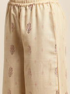 Jompers Women's Gotta Patti work Kurta, Palazzos & Dupatta - Pink