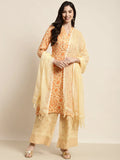 Jompers Women's Gotta Patti work Kurta, Palazzos & Dupatta - Orange