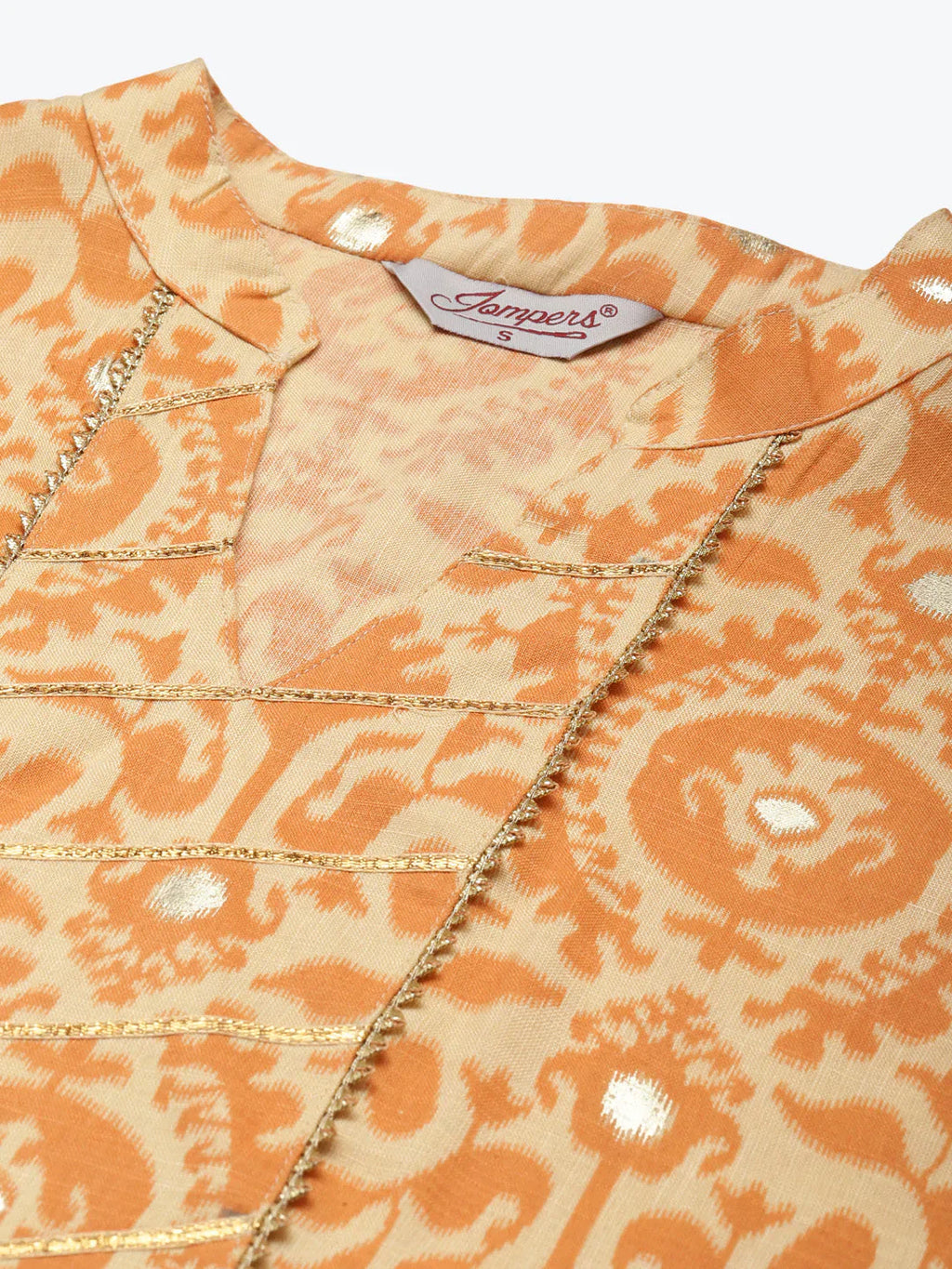 Jompers Women's Gotta Patti work Kurta, Palazzos & Dupatta - Orange