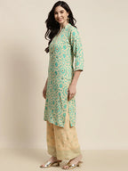 Jompers Women's Gotta Patti work Kurta, Palazzos & Dupatta - Sky Blue
