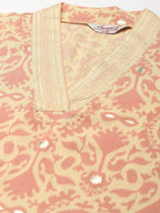 Jompers Women's Printed Kurta with Palazzos & Dupatta - Pink