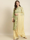 Jompers Women's Gotta Patti Kurta with Palazzos & Dupatta - Green