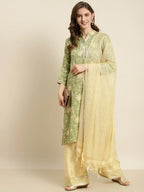 Jompers Women's Gotta Patti Kurta with Palazzos & Dupatta - Green