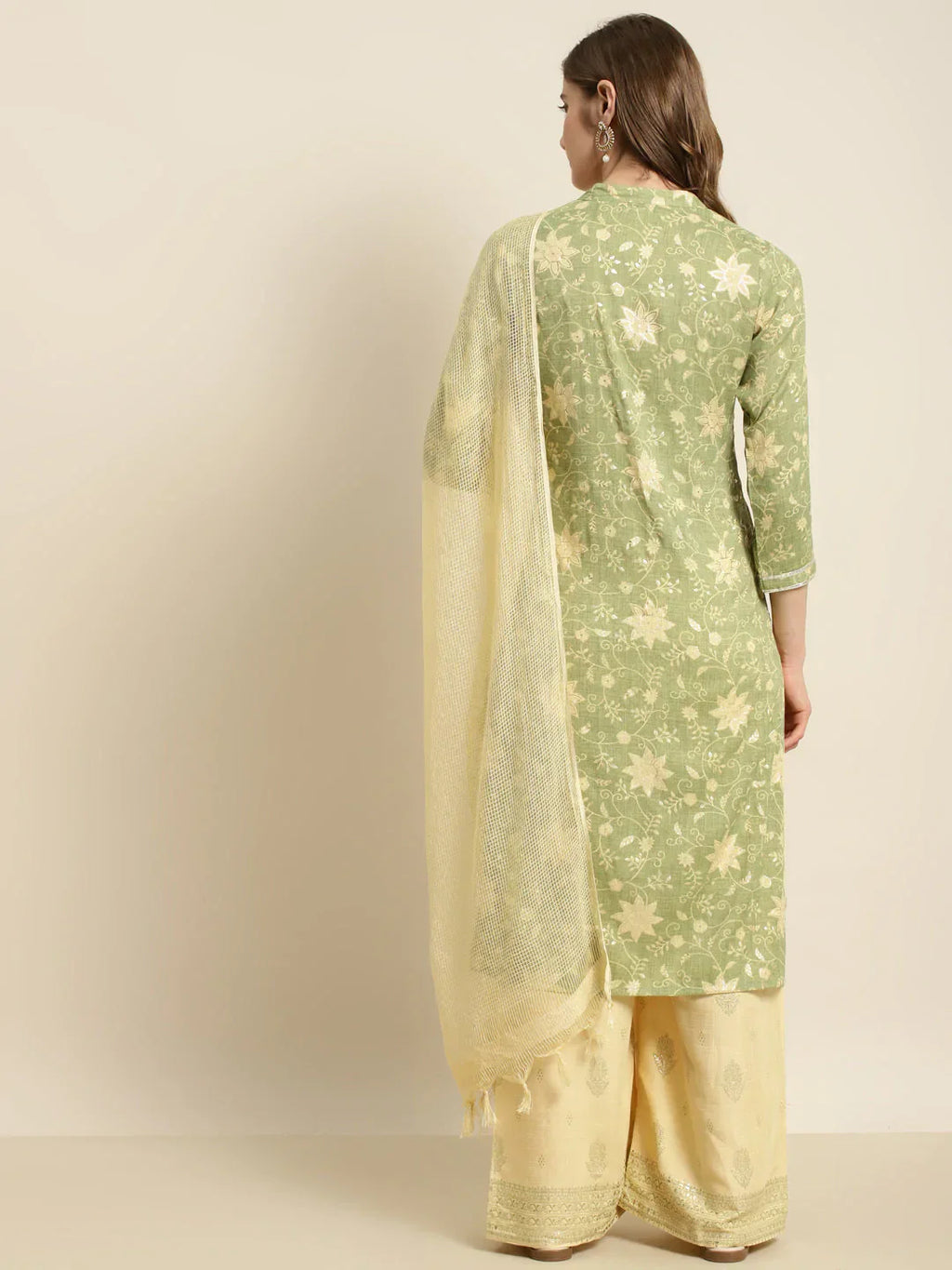 Jompers Women's Gotta Patti Kurta with Palazzos & Dupatta - Green