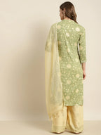 Jompers Women's Gotta Patti Kurta with Palazzos & Dupatta - Green