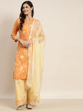 Jompers Women's Gotta Patti Kurta with Palazzos & Dupatta - Orange