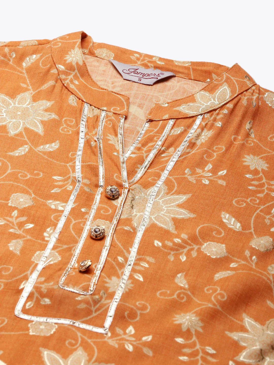 Jompers Women's Gotta Patti Kurta with Palazzos & Dupatta - Orange