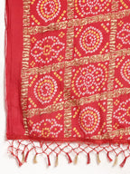 Jompers Women's Embroidered Sequinned Kurta with Palazzos & Dupatta - Red