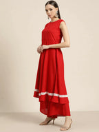 Jompers Women's Kurta with Palazzos & print Dupatta - Red