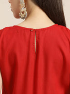 Jompers Women's Kurta with Palazzos & print Dupatta - Red