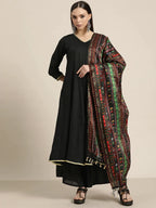 Jompers Women's Kurta with Palazzos & print Dupatta - Black