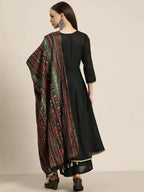 Jompers Women's Kurta with Palazzos & print Dupatta - Black