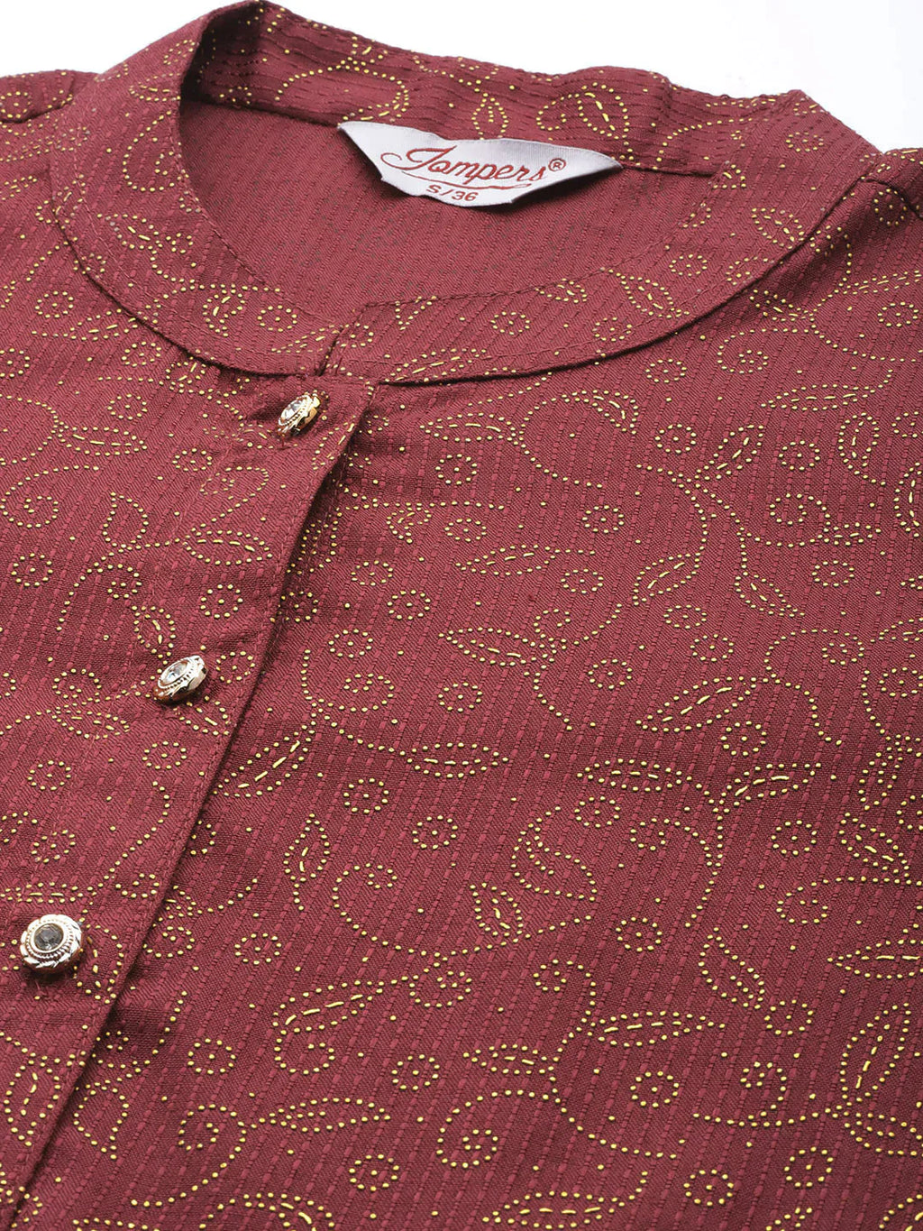 Jompers Women's Maroon Floral Embroidered Mukaish Kurta with Palazzos & Dupatta