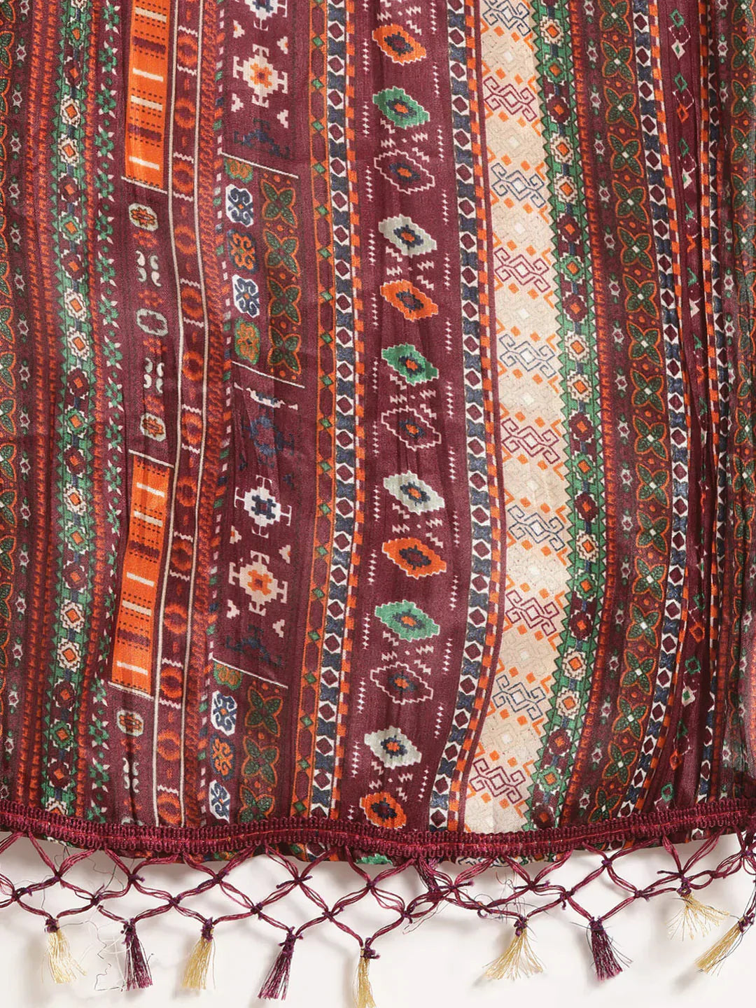 Jompers Women's Maroon Floral Embroidered Mukaish Kurta with Palazzos & Dupatta