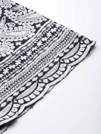 Jompers Women's Ethnic Motifs Embroidered Sequinned Kurta With Palazzos & With Dupatta - Navy Blue