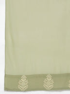 Jompers Women's Ethnic Motifs Green Printed Georgette Kurta with Palazzos & With Dupatta
