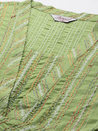 Jompers Women's Green Sequinned Kurta with Palazzos & With Dupatta