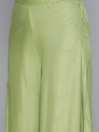 Jompers Women's Green Sequinned Kurta with Palazzos & With Dupatta