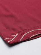 Jompers Women's Maroon Leheriya Sequinned Kurta with Palazzos & With Dupatta