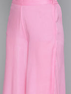 Jompers Women's Pink Sequinned Kurta with Palazzos & With Dupatta