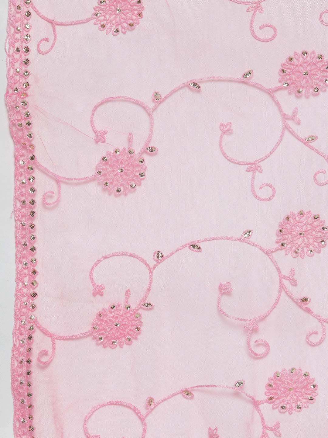 Jompers Women's Pink Sequinned Kurta with Palazzos & With Dupatta