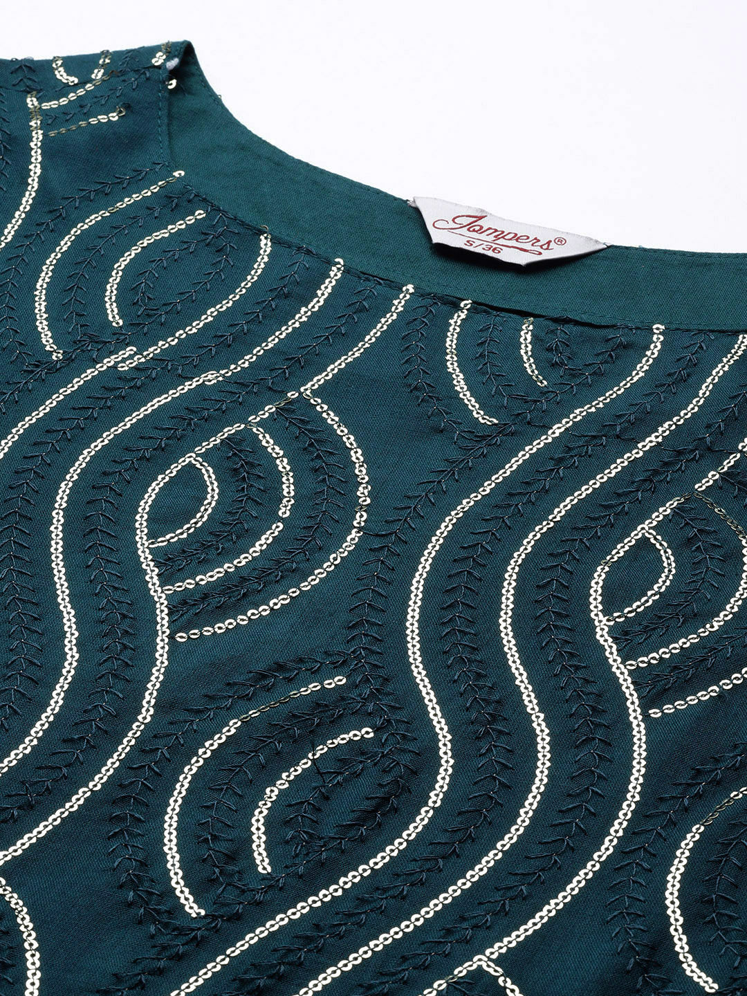 Jompers Women's Teal Leheriya Sequinned Kurta with Palazzos & With Dupatta