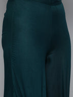 Jompers Women's Teal Leheriya Sequinned Kurta with Palazzos & With Dupatta