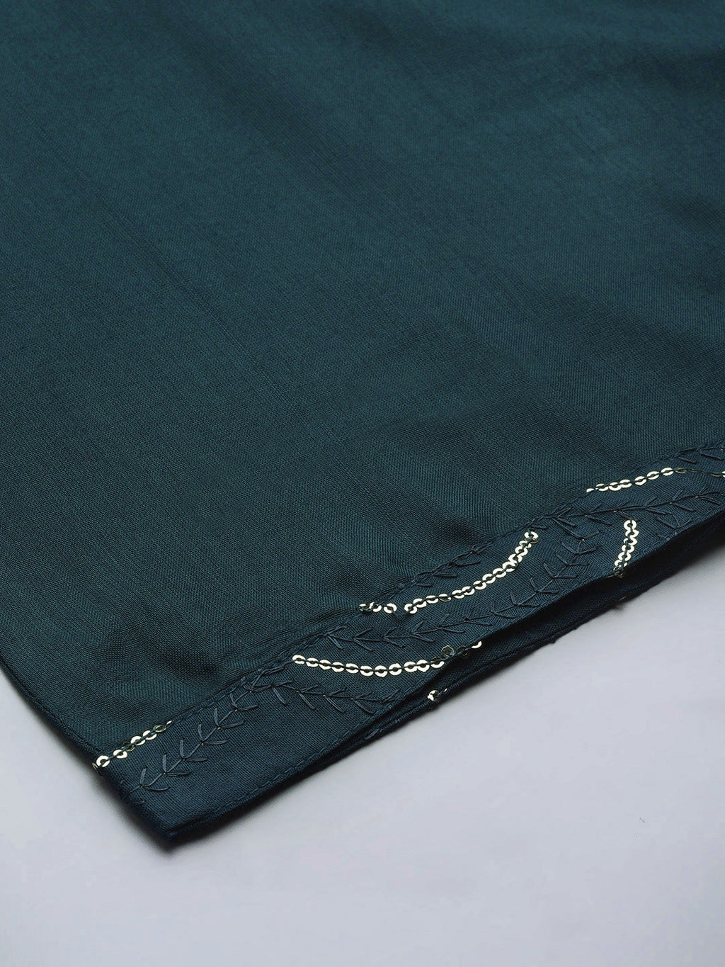 Jompers Women's Teal Sequinned Kurta with Palazzos & With Dupatta