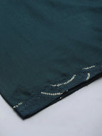 Jompers Women's Teal Sequinned Kurta with Palazzos & With Dupatta