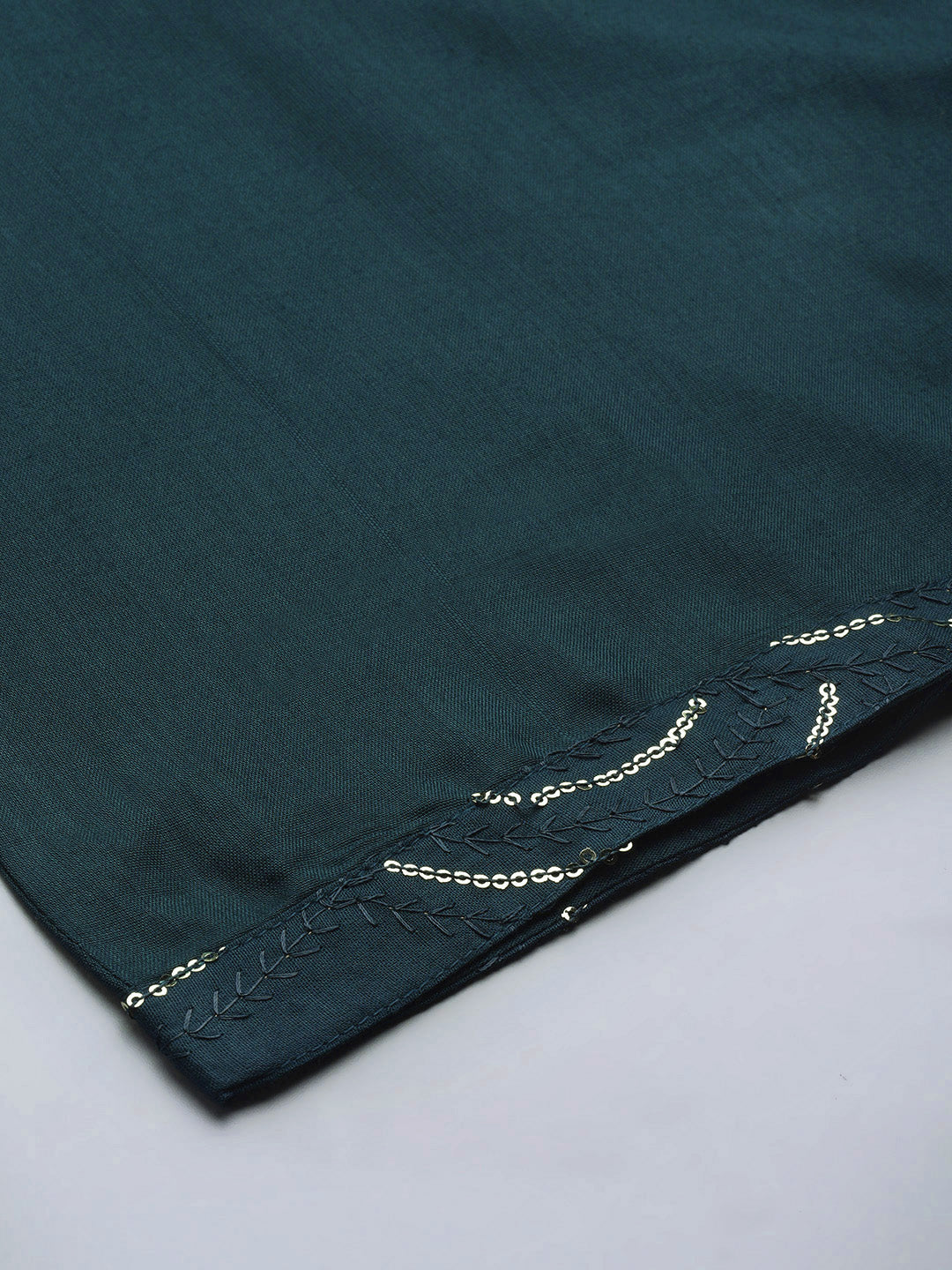 Jompers Women's Teal Sequinned Kurta with Palazzos & With Dupatta