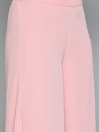Jompers Women's Floral Printed Pleated Pink Georgette Kurta with Palazzos & With Dupatta