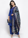 Jompers Women Royal-Blue Solid Kurta with Palazzos & Art-Silk Printed Dupatta - Distacart