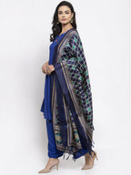 Jompers Women Royal-Blue Solid Kurta with Palazzos & Art-Silk Printed Dupatta - Distacart