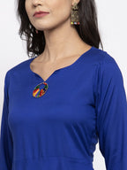 Jompers Women Royal-Blue Solid Kurta with Palazzos & Art-Silk Printed Dupatta - Distacart